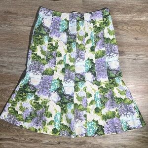Ann Taylor Petites Women's Lined Floral Flare Midi Skirt Multicolor Size 4 P